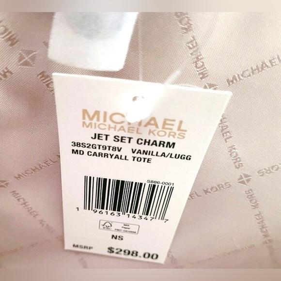 MICHAEL KORS JET SET CHARM MEDIUM CARRYALL TOTE MK Logo Vanilla/Lugg Floral - Picture 4 of 7